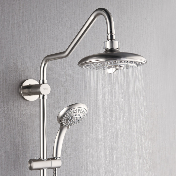 Forno AcquaSPA System with 8" 6 Function Rainfall Shower Head, 5-in-1 Handheld Shower and 3 Function Adjustable Body Jet in Brushed Nickel