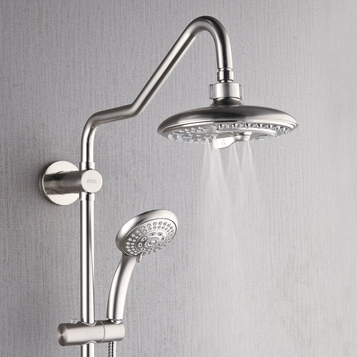 Forno AcquaSPA System with 8" 6 Function Rainfall Shower Head, 5-in-1 Handheld Shower and 3 Function Adjustable Body Jet in Brushed Nickel