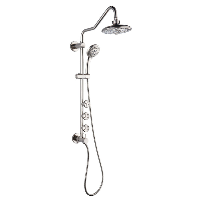Forno AcquaSPA System with 8" 6 Function Rainfall Shower Head, 5-in-1 Handheld Shower and 3 Function Adjustable Body Jet in Brushed Nickel