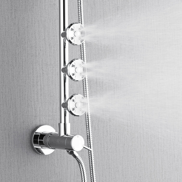 Forno AcquaSPA System with 8" 6 Function Rainfall Shower Head, 5-in-1 Handheld Shower and 3 Function Adjustable Body Jet in Polished Chrome