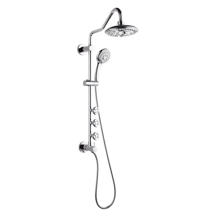 Forno AcquaSPA System with 8" 6 Function Rainfall Shower Head, 5-in-1 Handheld Shower and 3 Function Adjustable Body Jet in Polished Chrome