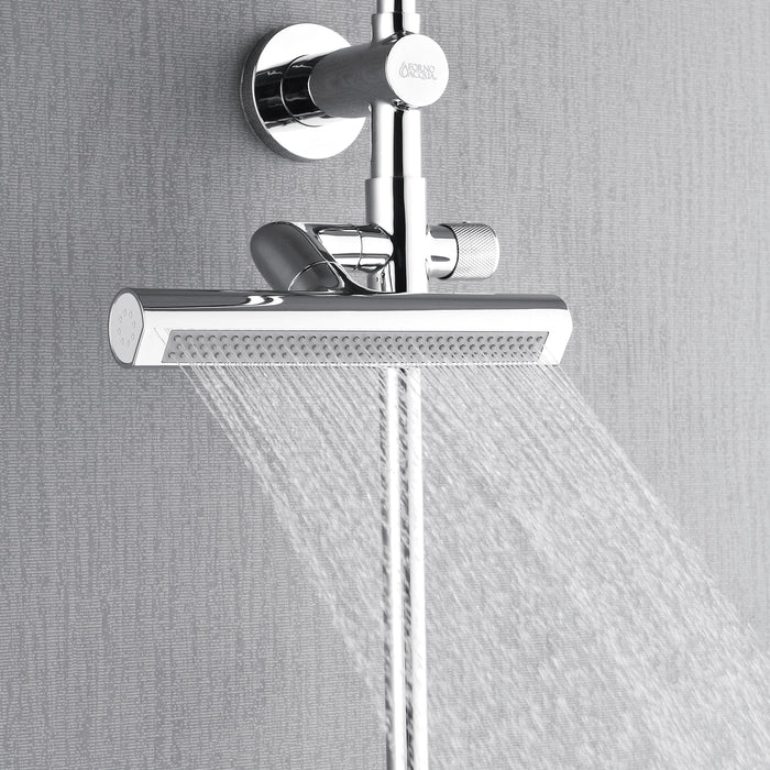 Forno AcquaFALL Traditional Arm Shower System with 8" 6 Function Rainfall Shower Head, 5-in-1 Handheld Shower and 3 Function Body Jet in Polished Chrome