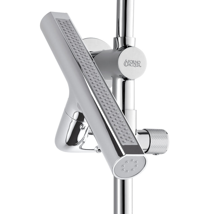 Forno AcquaFALL Traditional Arm Shower System with 8" 6 Function Rainfall Shower Head, 5-in-1 Handheld Shower and 3 Function Body Jet in Polished Chrome