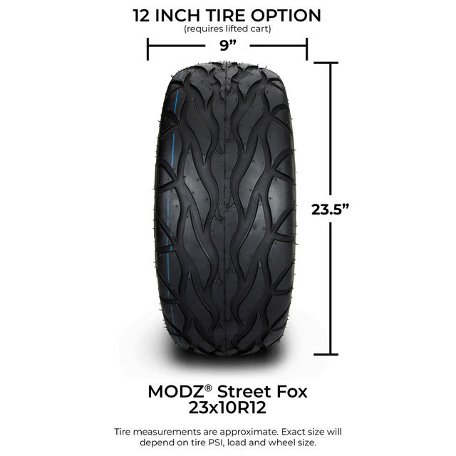 MODZ® 12" Vampire Machined Black Wheels & Street Tires Combo