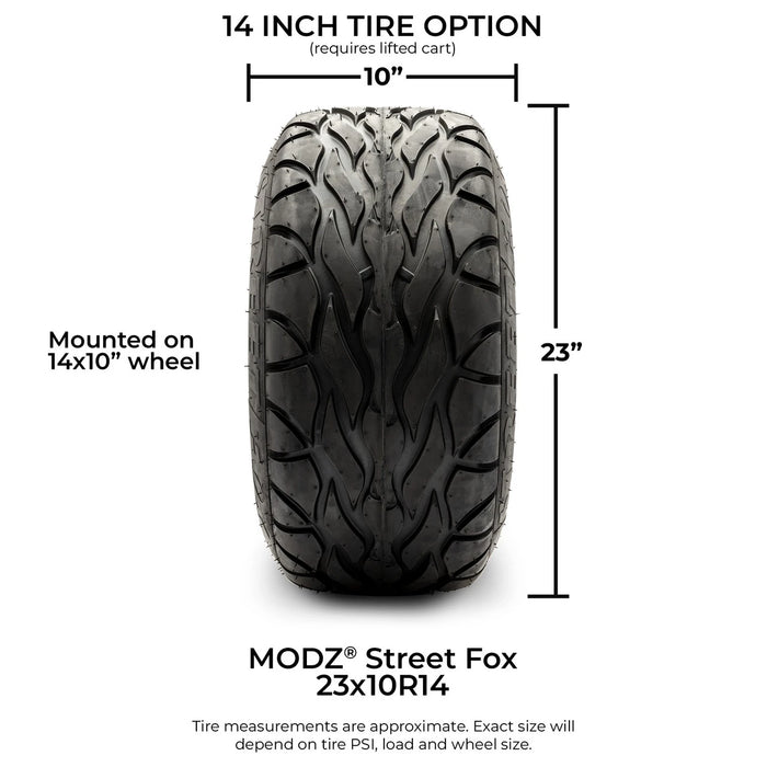 MODZ 14" Assassin Glossy Black Wheels & Street Tires Combo