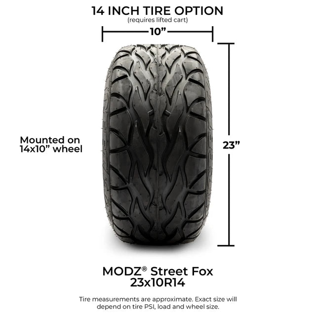 MODZ 14" Maverick Matte Gunmetal Wheels & Street Tires Combo
