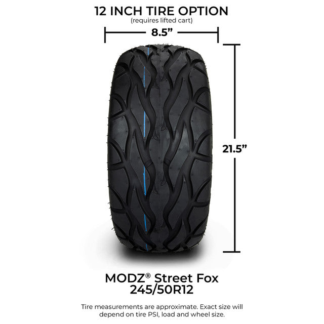 MODZ® 12" Vampire Machined Black Wheels & Street Tires Combo