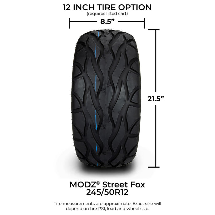 MODZ® 12" Matrix Machined Matte Black Wheels & Street Tires Combo