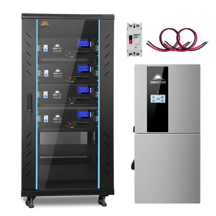 Sungold Power Hybrid Solar Kit 11.4KW 48V Split Phase 20.48KWH/51.2KWH Lithium Battery 450 Watt Solar Panel (Optional) (SGH-11N2E/ SGH-11N5E)