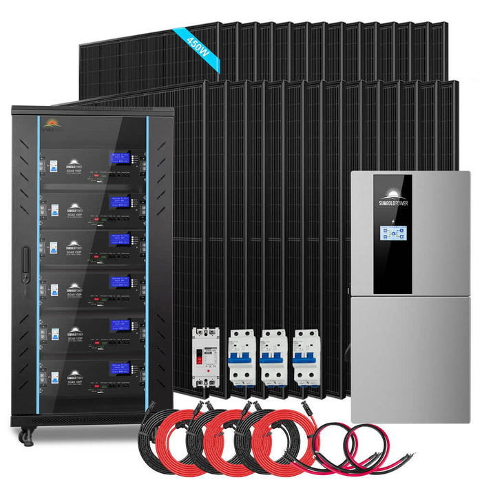 Sungold Power Hybrid Solar Kit 11.4KW 48V Split Phase 30.72KWH Lithium Battery 28 X 450 Watt Solar Panel (Optional) (SGH-11N3E)