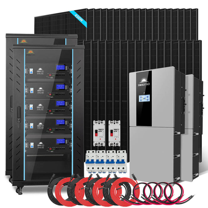 Sungold Power Hybrid Solar Kit 11.4KW 48V Split Phase 20.48KWH/51.2KWH Lithium Battery 450 Watt Solar Panel (Optional) (SGH-11N2E/ SGH-11N5E)