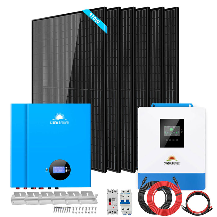 Sungold Power Off-Grid Solar Kit 5000W 48VDC 120V 10.24KWH Lithium Battery 6 X 370 Watts Solar Panels (SGM-5K10M)
