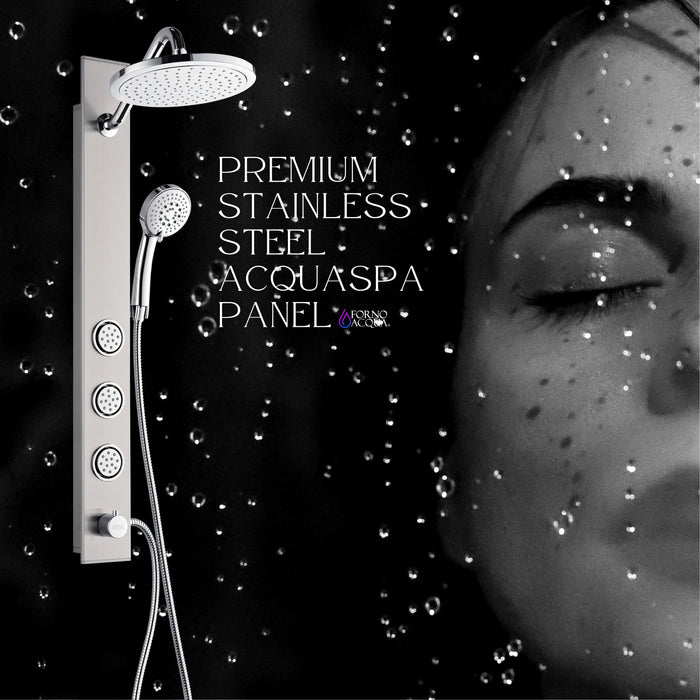 Forno AcquaSPA Shower Panel with 9" Rain Shower Head in Stainless Steel, 5-Function Handheld, 3 Body Jets - 1.8 or 2.5 GPM (SL31BC-8)