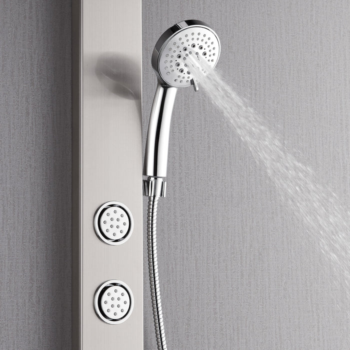Forno AcquaSPA Shower Panel with 9" Rain Shower Head in Stainless Steel, 5-Function Handheld, 3 Body Jets - 1.8 or 2.5 GPM (SL31BC-8)