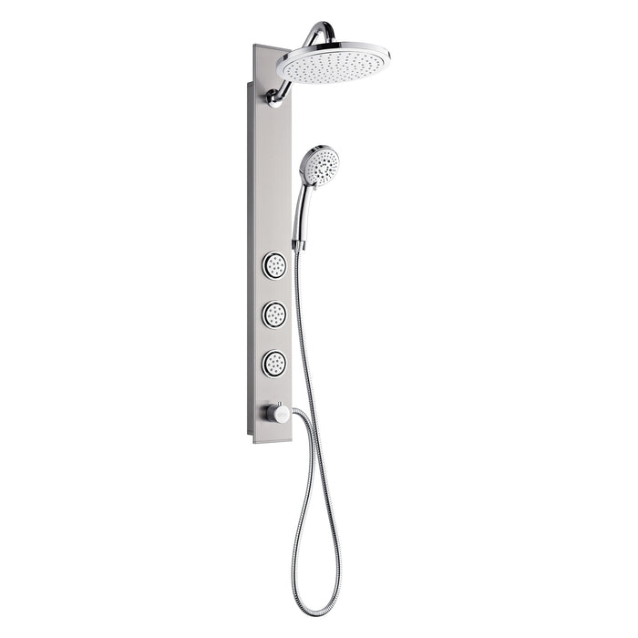 Forno AcquaSPA Shower Panel with 9" Rain Shower Head in Stainless Steel, 5-Function Handheld, 3 Body Jets - 1.8 or 2.5 GPM (SL31BC-8)