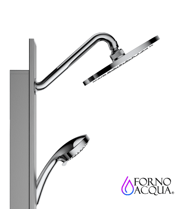 Forno AcquaSPA Shower Panel with SensoTemp, 9" Rainfall Shower Head, 5-in-1 Handheld Shower and 3 Body Jets in Stainless Steel
