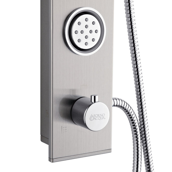 Forno AcquaSPA Shower Panel with SensoTemp, 9" Rainfall Shower Head, 5-in-1 Handheld Shower and 3 Body Jets in Stainless Steel