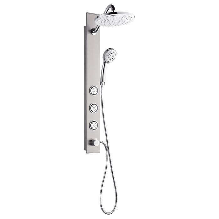 Forno AcquaSPA Shower Panel with SensoTemp, 9" Rainfall Shower Head, 5-in-1 Handheld Shower and 3 Body Jets in Stainless Steel