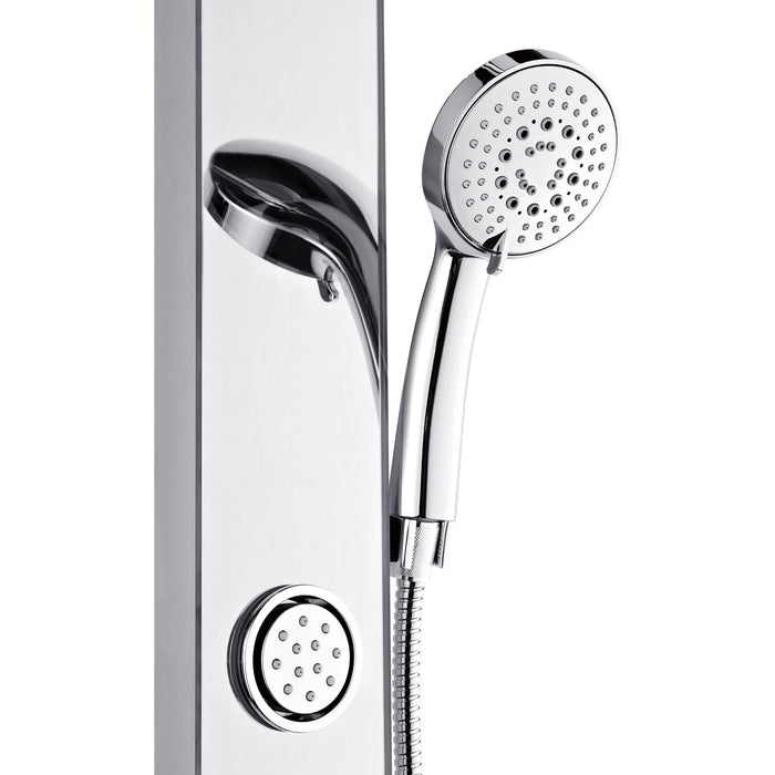 Forno AcquaSPA Shower Panel with SensoTemp, 9" Rainfall Shower Head, 5-in-1 Handheld Shower and 3 Body Jets in Mirrored Stainless Steel