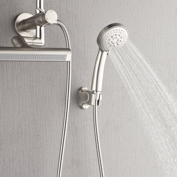Forno AcquaFALL Mini Spa System with 9" Rainfall Shower Head, 5-in-1 Handheld Shower and 3 Function Body Jet in Brushed Nickel
