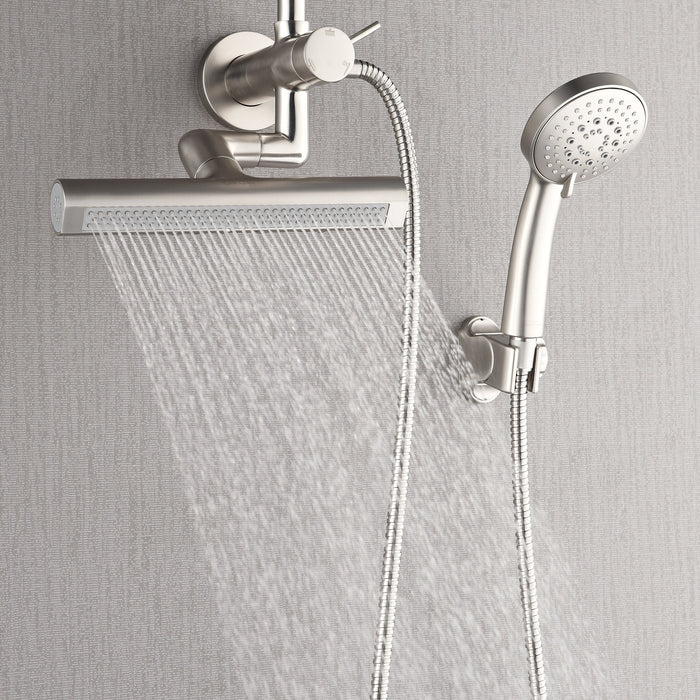 Forno AcquaFALL Mini Spa System with 9" Rainfall Shower Head, 5-in-1 Handheld Shower and 3 Function Body Jet in Brushed Nickel