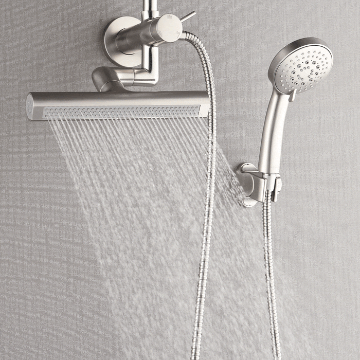 Forno AcquaFALL Mini Spa System with 9" Rainfall Shower Head, 5-in-1 Handheld Shower and 3 Function Body Jet in Brushed Nickel