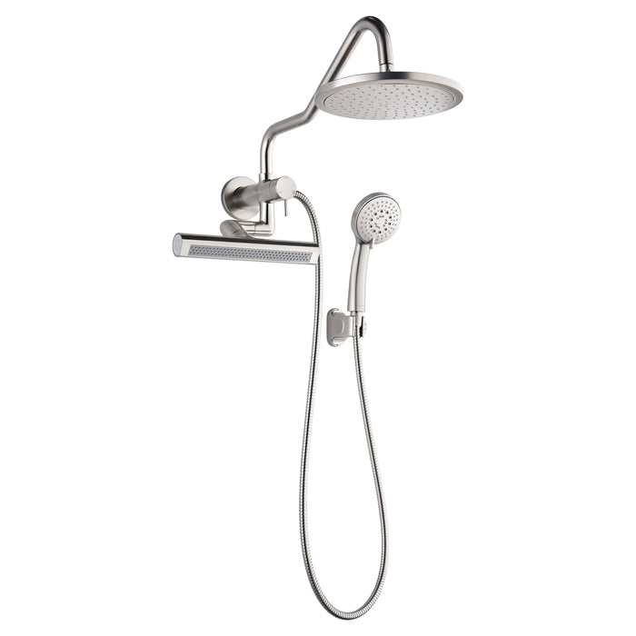 Forno AcquaFALL Mini Spa System with 9" Rainfall Shower Head, 5-in-1 Handheld Shower and 3 Function Body Jet in Brushed Nickel