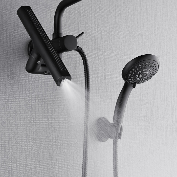 FORNO AcquaFALL Mini Spa System with 8" 6 Function Rainfall Shower Head, 5-in-1 Handheld Shower and 3 Function Body Jet in Matte Black
