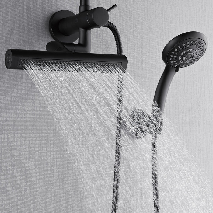FORNO AcquaFALL Mini Spa System with 8" 6 Function Rainfall Shower Head, 5-in-1 Handheld Shower and 3 Function Body Jet in Matte Black