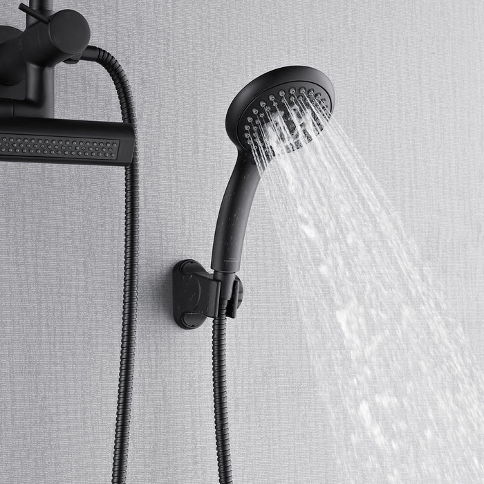 FORNO AcquaFALL Mini Spa System with 8" 6 Function Rainfall Shower Head, 5-in-1 Handheld Shower and 3 Function Body Jet in Matte Black