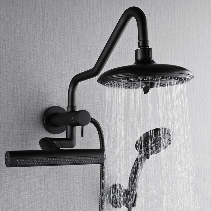 FORNO AcquaFALL Mini Spa System with 8" 6 Function Rainfall Shower Head, 5-in-1 Handheld Shower and 3 Function Body Jet in Matte Black