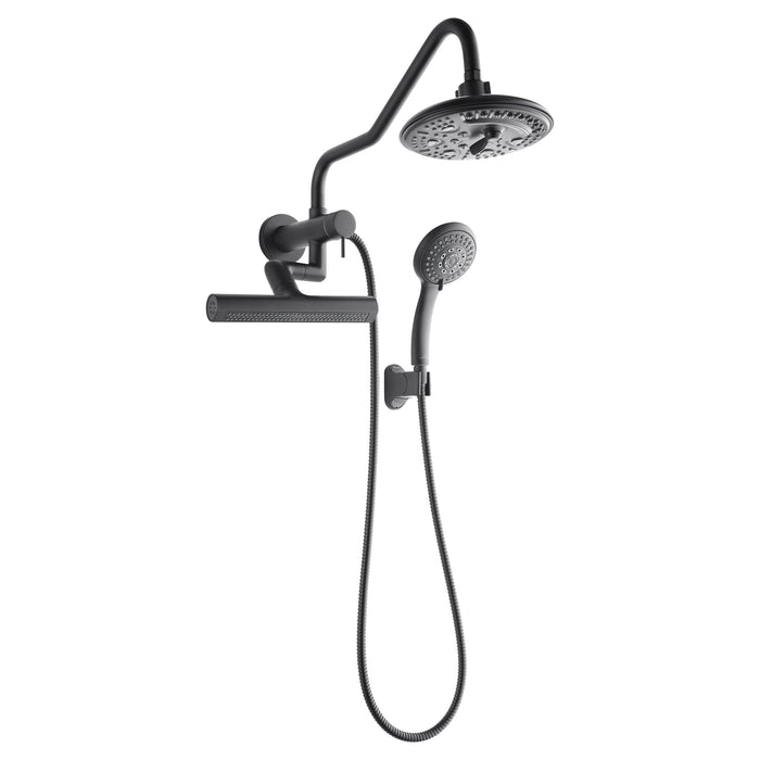 FORNO AcquaFALL Mini Spa System with 8" 6 Function Rainfall Shower Head, 5-in-1 Handheld Shower and 3 Function Body Jet in Matte Black