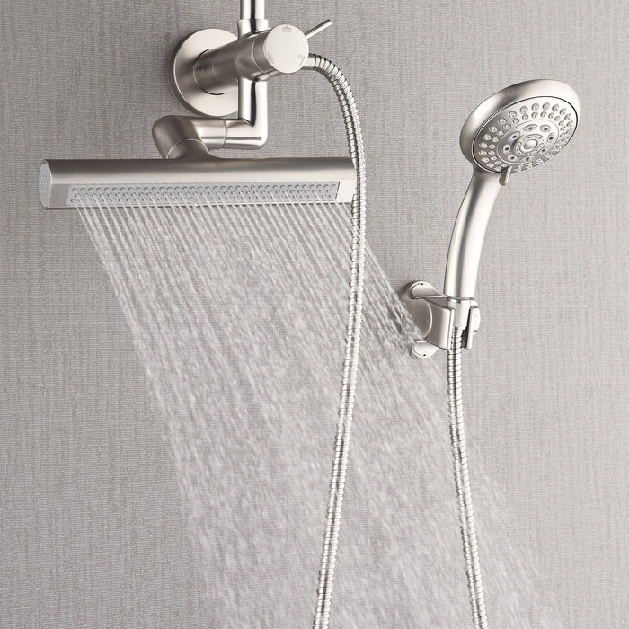 Forno AcquaFALL Mini Spa System with 8" 6 Function Rainfall Shower Head, 5-in-1 Handheld Shower and 3 Function Body Jet in Brushed Nickel