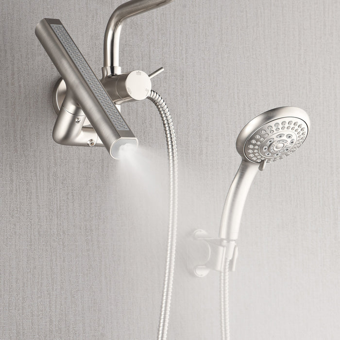 Forno AcquaFALL Mini Spa System with 8" 6 Function Rainfall Shower Head, 5-in-1 Handheld Shower and 3 Function Body Jet in Brushed Nickel