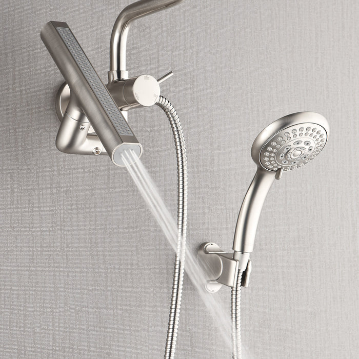 Forno AcquaFALL Mini Spa System with 8" 6 Function Rainfall Shower Head, 5-in-1 Handheld Shower and 3 Function Body Jet in Brushed Nickel
