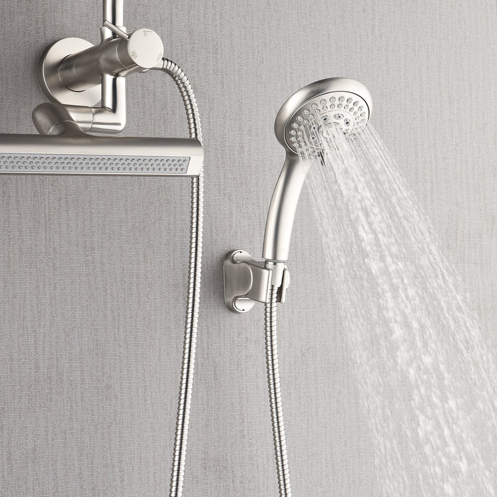 Forno AcquaFALL Mini Spa System with 8" 6 Function Rainfall Shower Head, 5-in-1 Handheld Shower and 3 Function Body Jet in Brushed Nickel