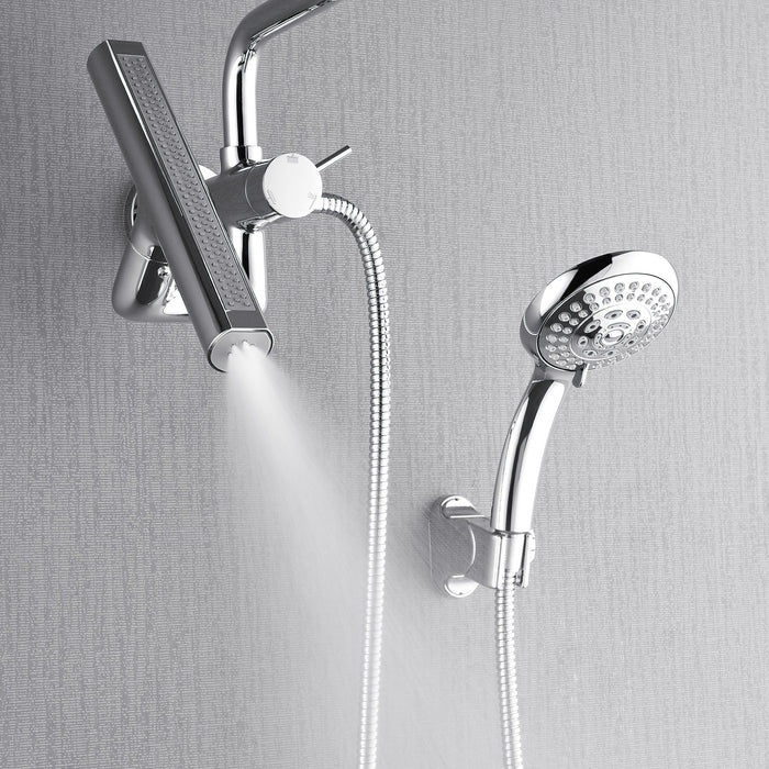 Forno AcquaFALL Mini Spa System with 8" 6 Function Rainfall Shower Head, 5-in-1 Handheld Shower and 3 Function Body Jet in Polished Chrome