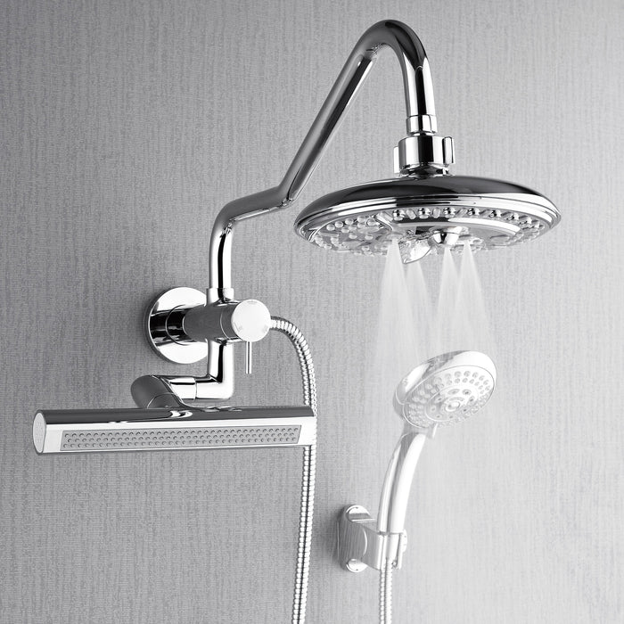 Forno AcquaFALL Mini Spa System with 8" 6 Function Rainfall Shower Head, 5-in-1 Handheld Shower and 3 Function Body Jet in Polished Chrome