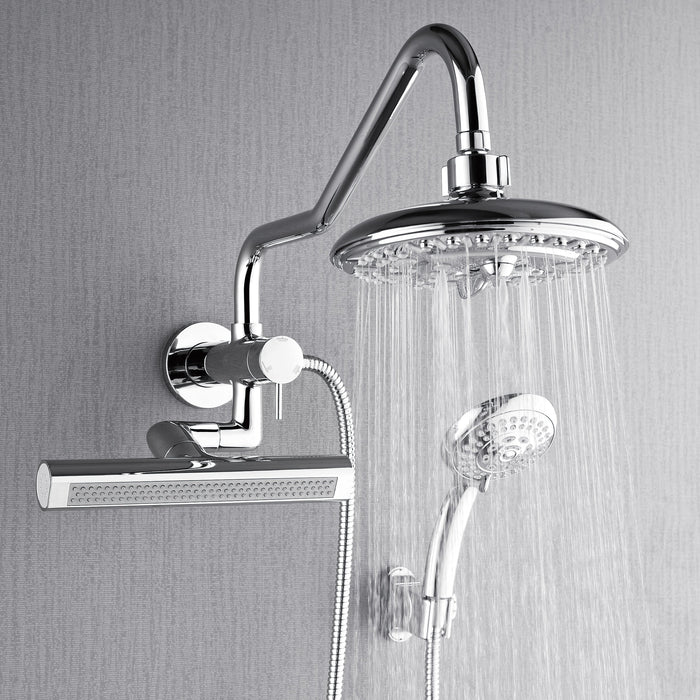 Forno AcquaFALL Mini Spa System with 8" 6 Function Rainfall Shower Head, 5-in-1 Handheld Shower and 3 Function Body Jet in Polished Chrome