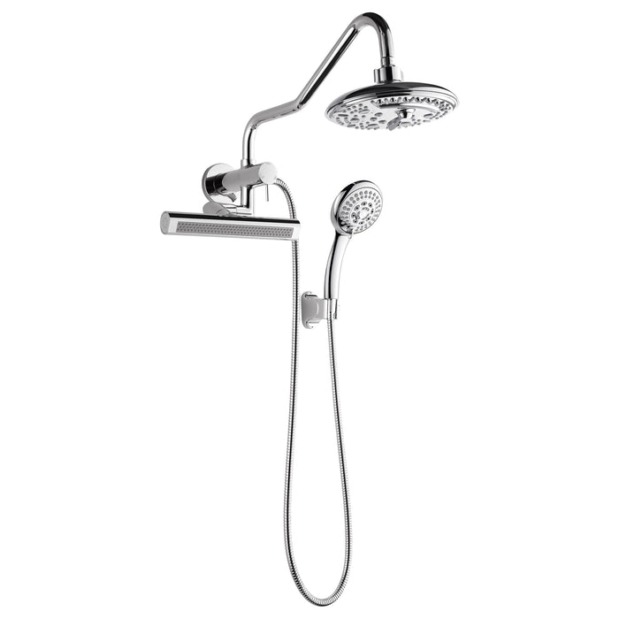 Forno AcquaFALL Mini Spa System with 8" 6 Function Rainfall Shower Head, 5-in-1 Handheld Shower and 3 Function Body Jet in Polished Chrome