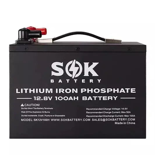 SOK Battery | 12V 100Ah LiFePO4 4D Battery Bluetooth & Built-in Heater Option (Pro)