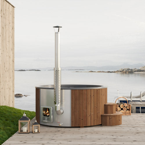 SaunaLife Model S6N Soak-Series Home Wood-Burning Hot Tub, Natural, Up to 7 Persons