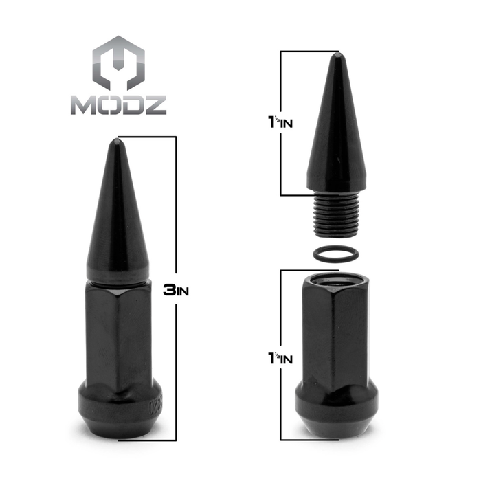 MODZ 16-Pack Black SPIKED Golf Cart Lug Nuts (Standard) for Club Car, EZGO and ICON