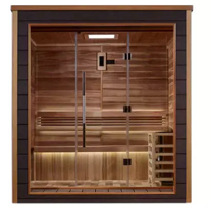 Golden Designs | Drammen 3 Person Outdoor-Indoor Traditional Steam Sauna (GDI-8203-01) - Canadian Red Cedar Interior