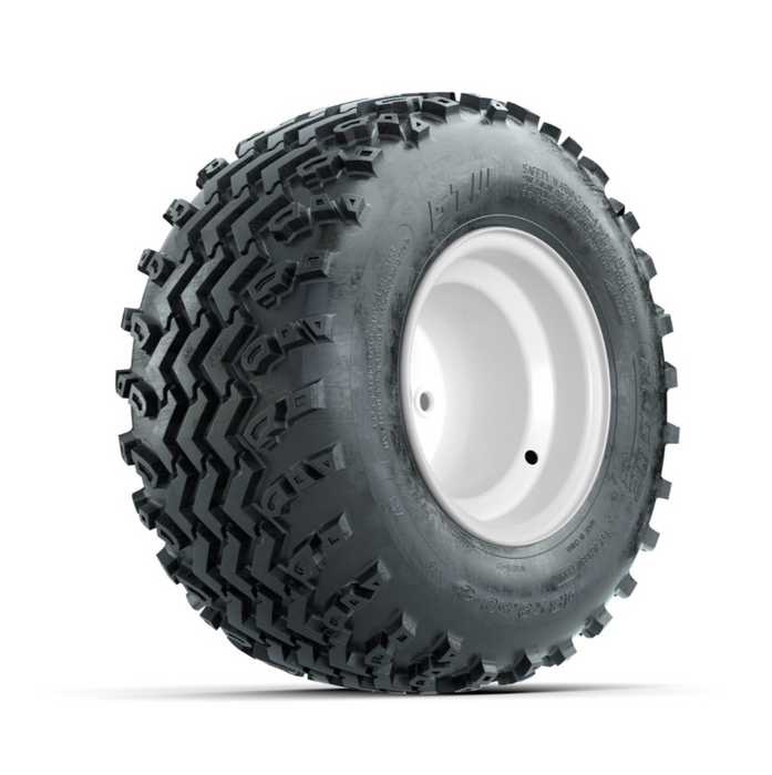 GTW Steel White 2:5 Offset 8 in Wheels with 18x9.50-8 Rogue All Terrain Tires - Full Set