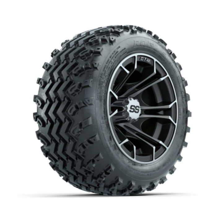GTW Spyder Machined/Matte Grey 10 in Wheels with 18x9.50-10 Rogue All Terrain Tires - Full Set