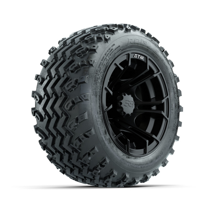 GTW Spyder Matte Black 10 in Wheels with 18x9.50-10 Rogue All Terrain Tires - Full Set