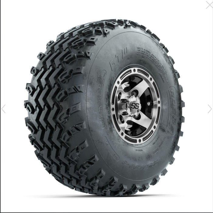 GTW Ranger Machined/Black 8 in Wheels with 22x11.00-8 Rogue All Terrain Tires - Full Set