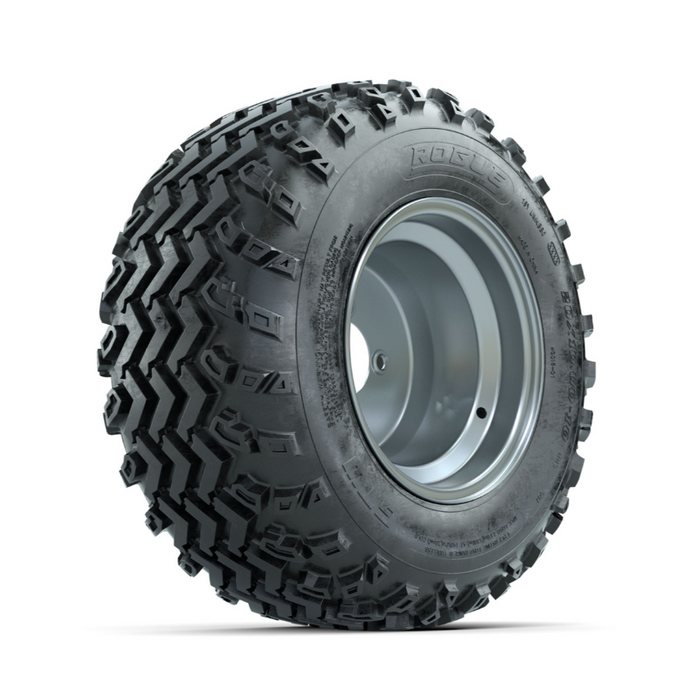 GTW Steel Silver 3:5 Offset 10 in Wheels with 20x10.00-10 Rogue All Terrain Tires - Full Set