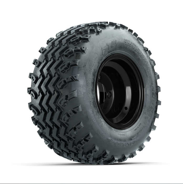 GTW Steel Gloss Black Centered 8 in Wheels with 18x9.50-8 Rogue All Terrain Tires - Full Set